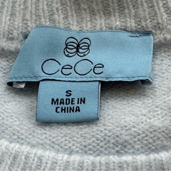 New ~ CECE ~ Beautiful baby blue PUFF Long Sleeve Crew Neck Sweater S - Picture 5 of 5